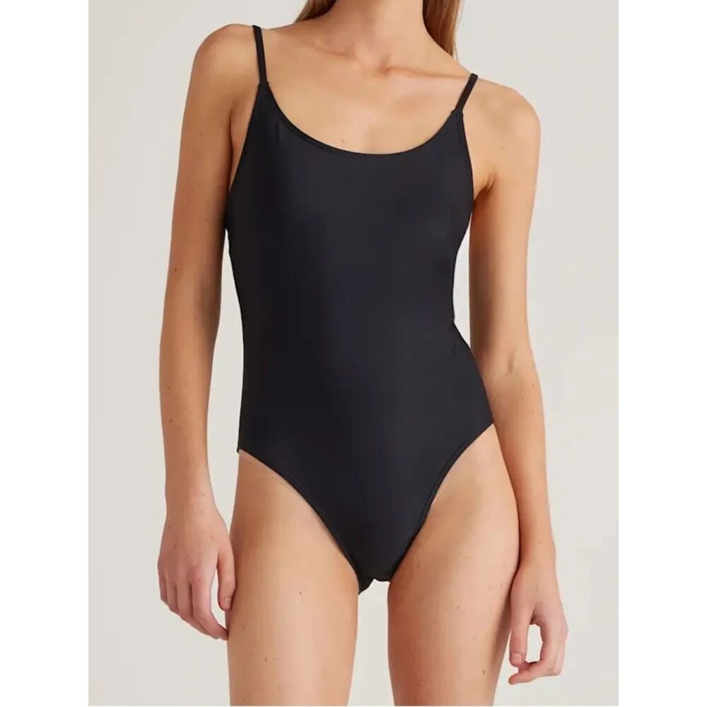 Quince Black Italian Cami One-Piece Scoopneck Swimsuit M